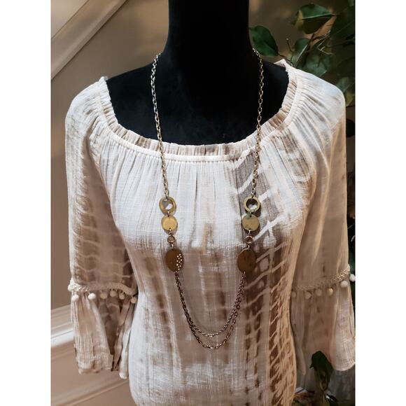 Apt. 9 Cream Blouse with Pom Pom Details - Picture 3 of 12